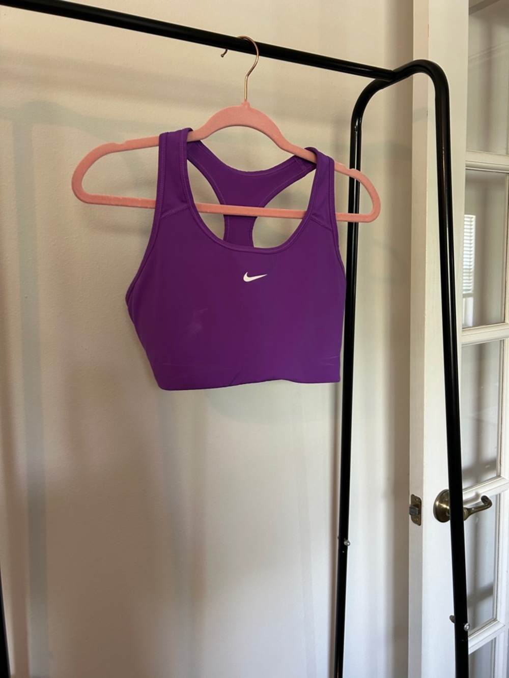 Nike Purple Racerback Sports Bra with White Swoosh